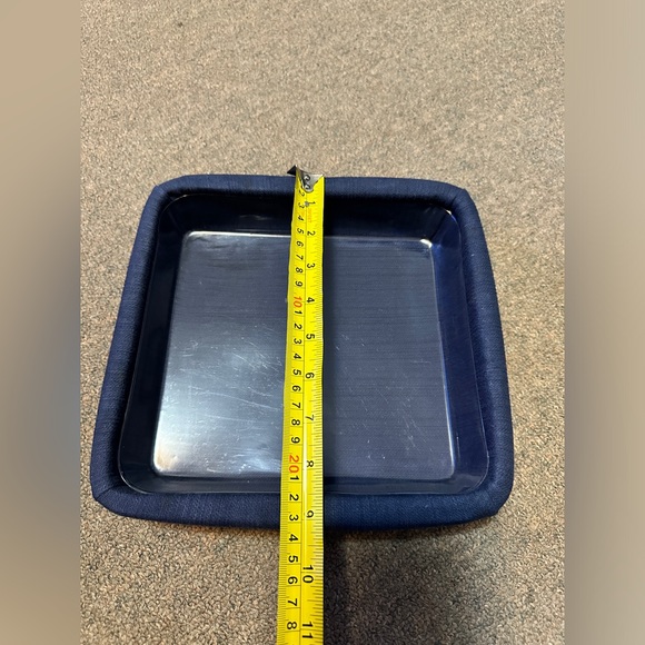 TASKETS RENAISSANCE BASKET w Blue Cloth Fabric/Clear Vinyl Protector 9.5” - Picture 6 of 11